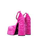 Pink Velvet Platform Sandals
