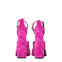Pink Velvet Platform Sandals