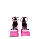 Pink Satin Platform Pumps