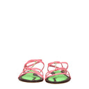 Pink Leather Flat Sandals