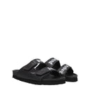 Black Leather Flat Sandals