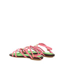 Pink Leather Flat Sandals