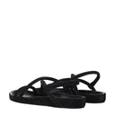 Black Leather Flat Sandals