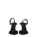 Black Satin Stiletto Heel Sandals