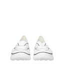 White Fabric Low Top Sneakers