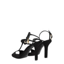 Black Satin Stiletto Heel Sandals