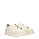 White Fabric Platform Sneakers