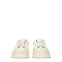 White Fabric Platform Sneakers