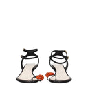 Black Leather Stiletto Heel Sandals