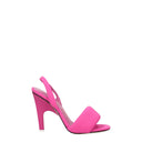 Pink Fabric Stiletto Heel Sandals