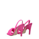 Pink Fabric Stiletto Heel Sandals