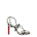 White Leather Stiletto Heel Sandals