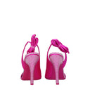 Pink Satin Stiletto Heel Sandals