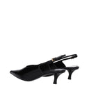 Black Leather Mid Heel Pumps