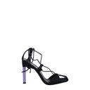 Black Fabric Stiletto Heel Sandals