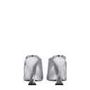 Gray Leather Platform Sandals