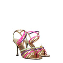 Multicolor Leather Stiletto Heel Sandals