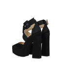 Black Satin Platform Sandals