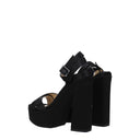 Black Satin Platform Sandals