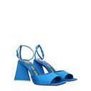 Blue Satin Stiletto Heel Sandals