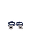 Blue Fabric Flat Sandals