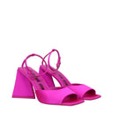 Pink Satin Stiletto Heel Sandals