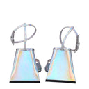 Gray Leather Platform Sandals