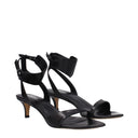 Black Leather Flat Sandals