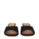 Black Linen Flat Sandals