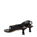 Black Leather Flip-Flop Sandals