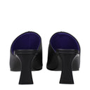 Black Leather Stiletto Heel Sandals