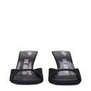 Black Satin Stiletto Heel Sandals