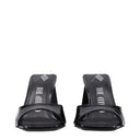 Black Leather Stiletto Heel Sandals