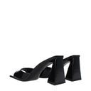 Black Leather Stiletto Heel Sandals