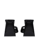 Black Leather Stiletto Heel Sandals