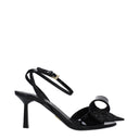 Black Leather Stiletto Heel Sandals