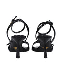 Black Leather Stiletto Heel Sandals