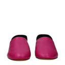 Pink Leather Flat Sandals