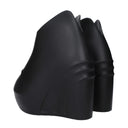 Black Cotton Wedge Sandals