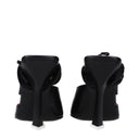 Black Leather Stiletto Heel Sandals