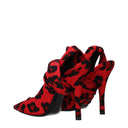 Red Fabric High Heel Pumps