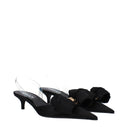 Black Satin Flat Sandals