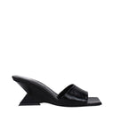 Black Leather Flat Sandals