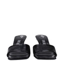 Black Leather Flat Sandals