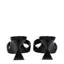 Black Leather Flat Sandals