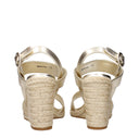 Gold Leather Wedge Sandals