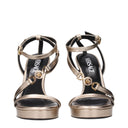 Gold Leather Stiletto Heel Sandals