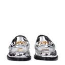 Gray Leather Slip-On Loafers