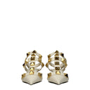 Sandalias de tacón de aguja de cuero beige