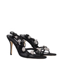 Black Satin Stiletto Heel Sandals